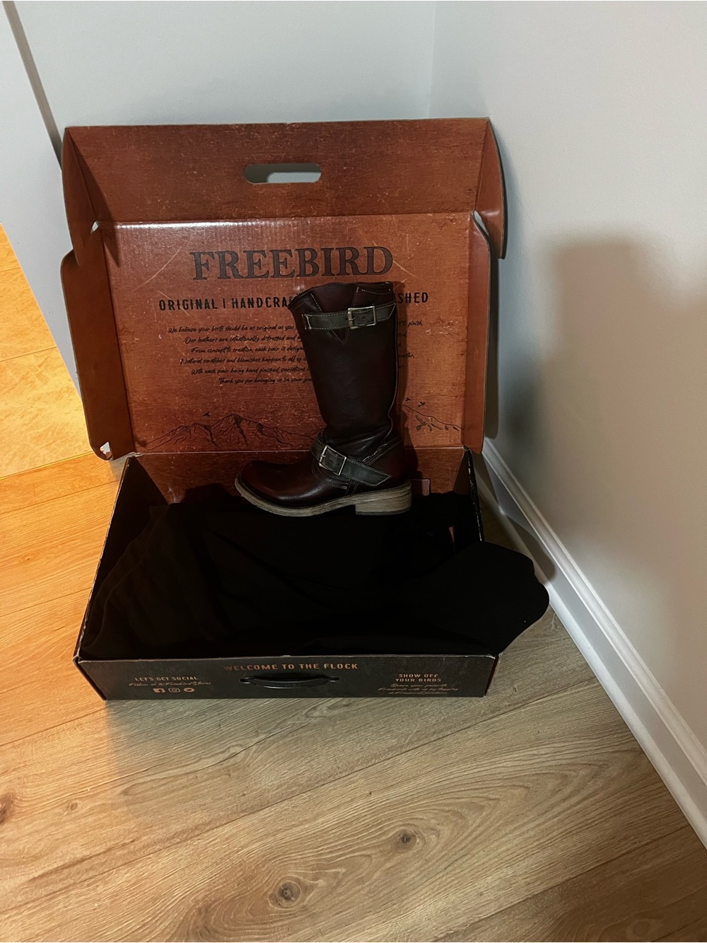 freebird Brown Leather Mid-Calf Harness Boot